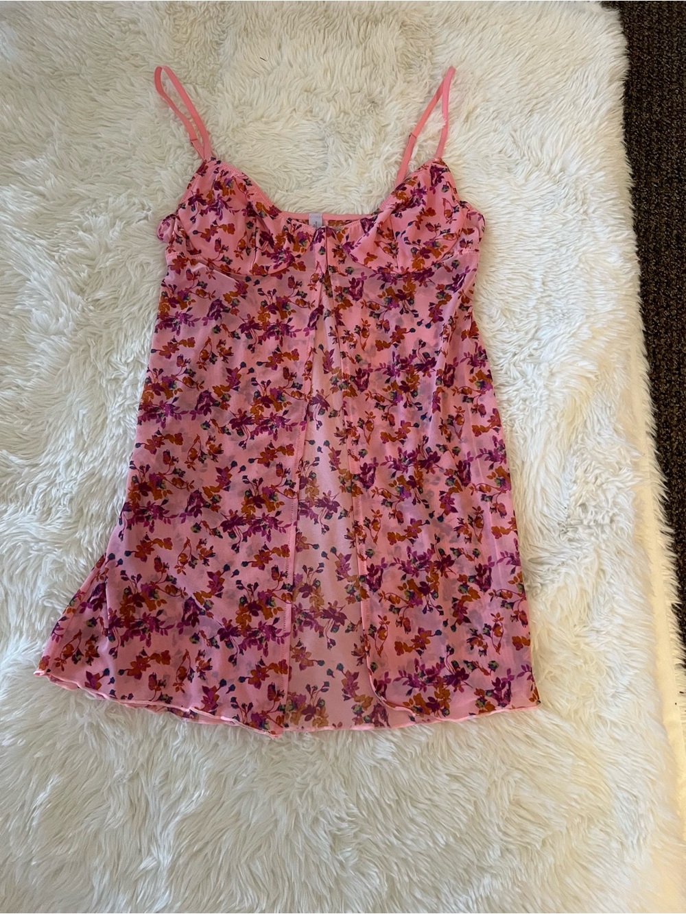 Urban Outfitters Pink Floral Mesh Top